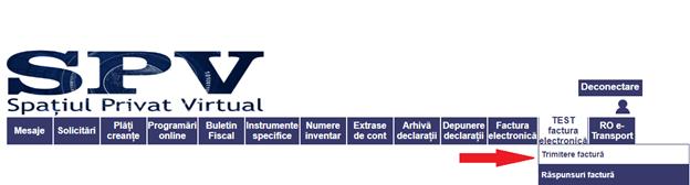anaf trimitere e-factura in spv